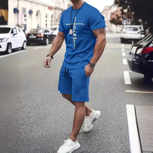 Casual Sports Short Sleeve 3d Digital Printing Design Two-piece Set