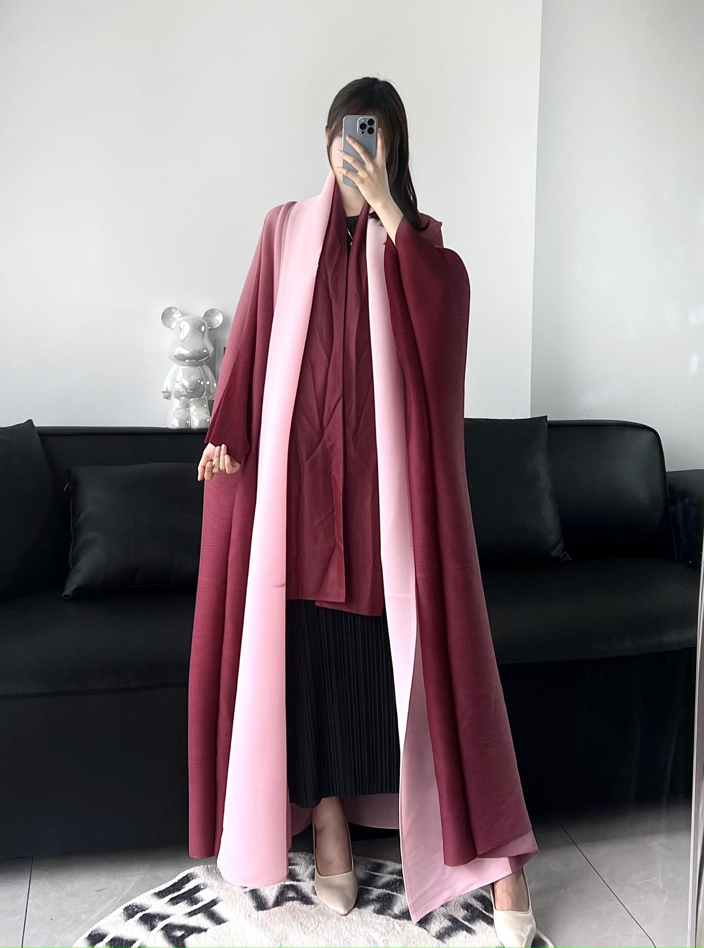 Pleated Print Fashionable All-match Lace-up Loose Arabian Abaya Robe