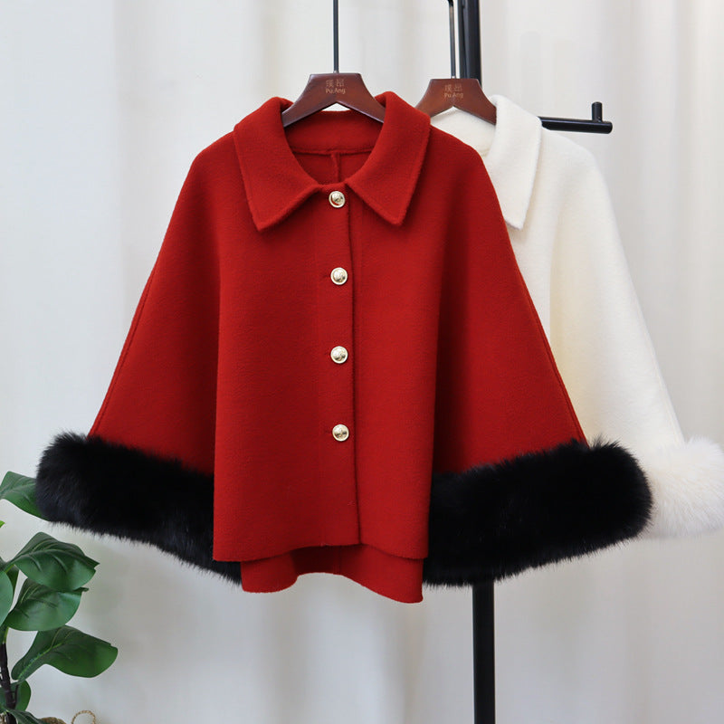Cape-manteau châle classique tricoté pour femme pour l'automne et l'hiver