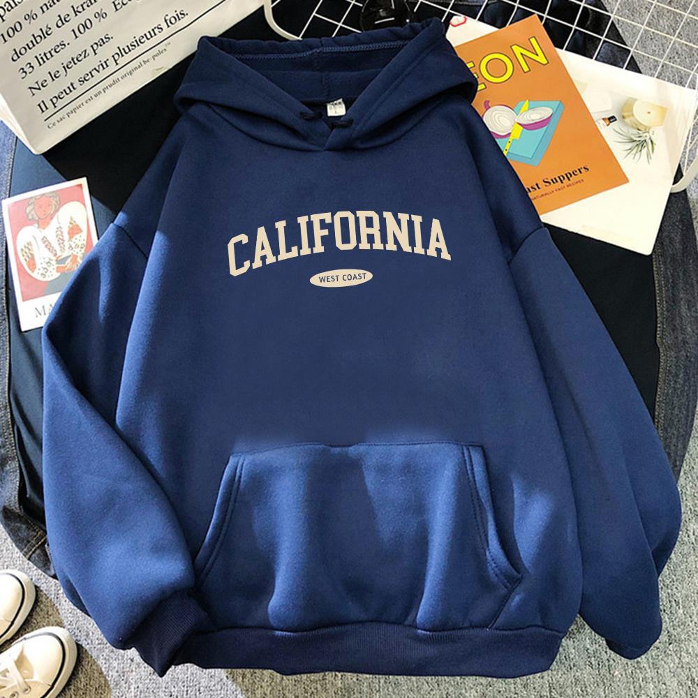 Women's Hooded Round Neck Street Pocket Sweatshirt
