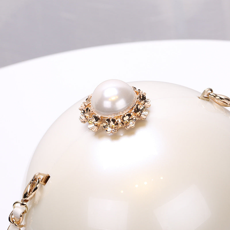 Ladies Pearl Decoration Round Bag