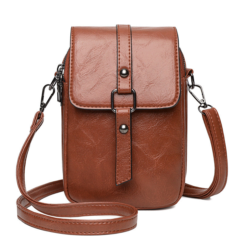 Mini sac bandoulière élégant en PU pour téléphone et porte-monnaie avec doublure en nylon