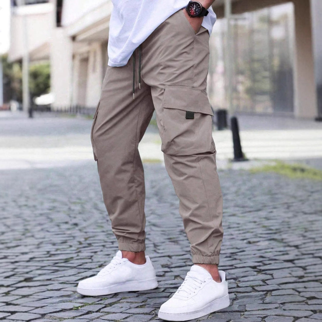 Workwear Casual Drawstring Elastic Waist Track Pants