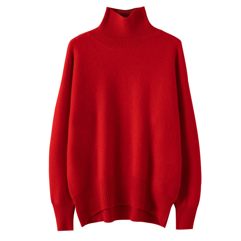 Pull col roulé en cachemire et pure laine extra-épais pour femme