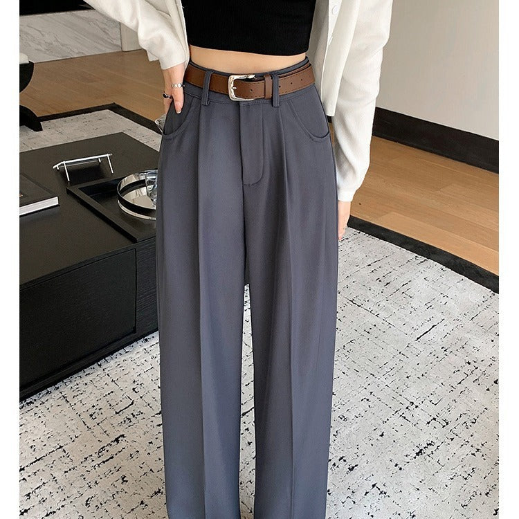 High Waist Straight Leg Suit Pants for Women