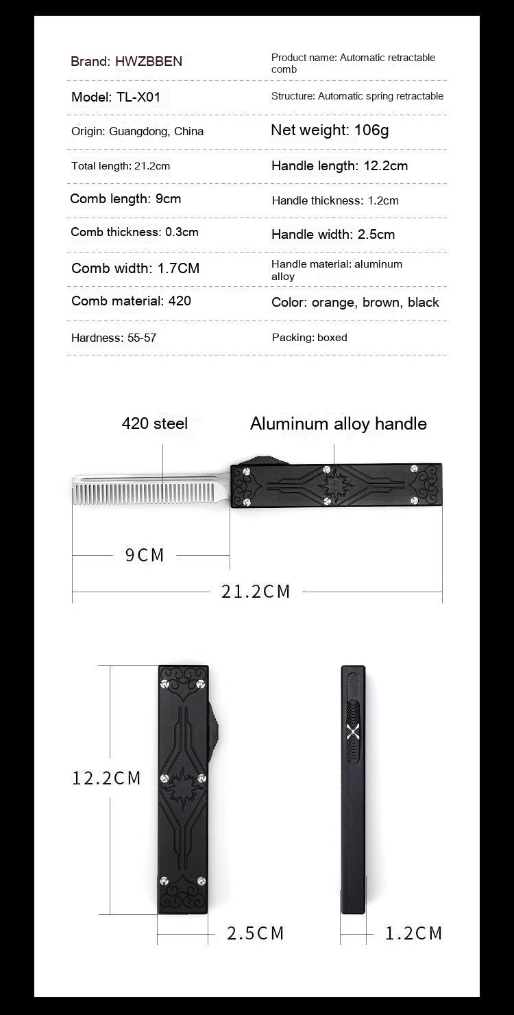 Peigne à ressort en alliage d'aluminium avec acier inoxydable pour des cheveux lisses et sans nœuds