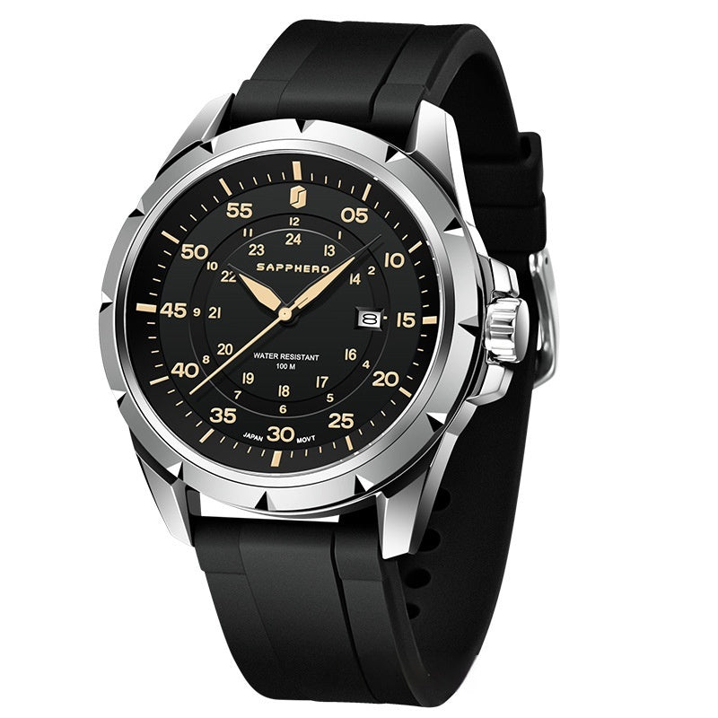 Montre d'examen à quartz étanche en silicone pour homme - Cadeau pour petit ami