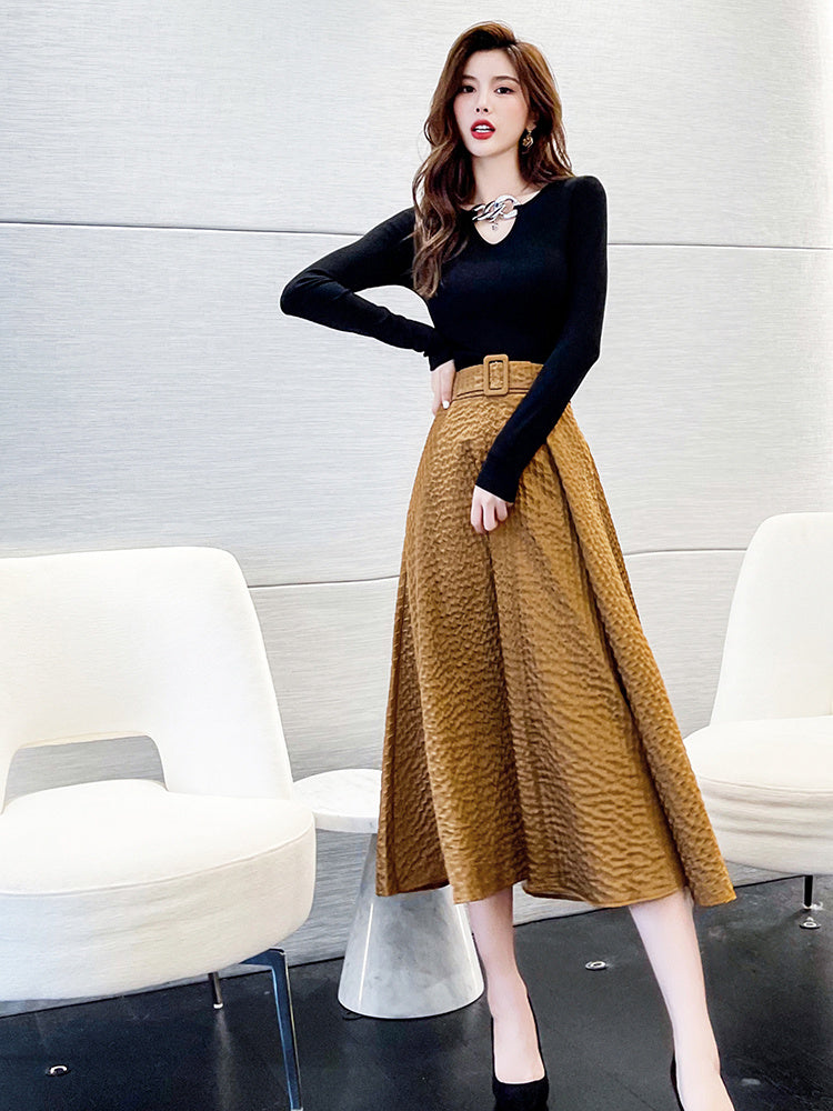 Two-piece Set Of Bottoming Shirt And Skirt Net Red