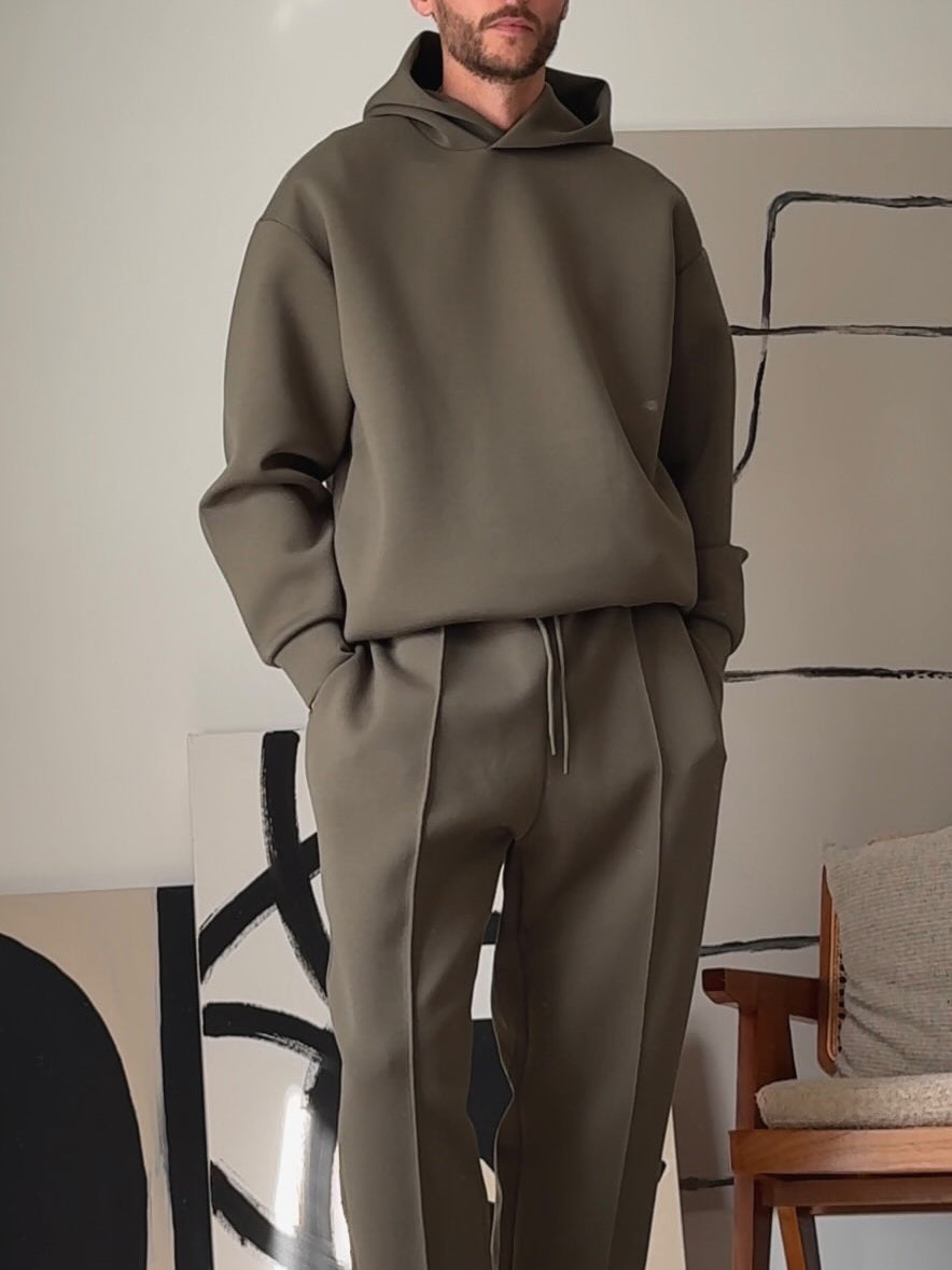 Ensemble Homme Survêtement Décontracté à Capuche et Pantalon Taille Élastique