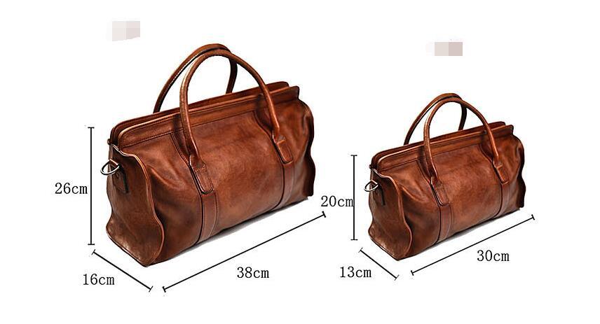 Sac à main cousu à la main en cuir de vachette tanné végétal à grande capacité