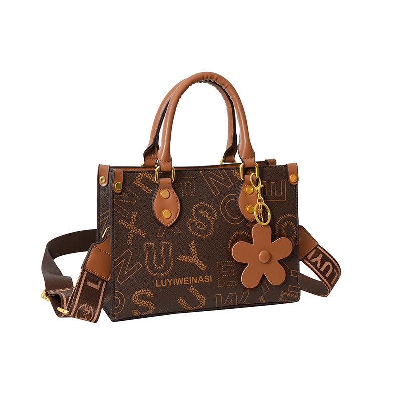 Retro Printed PU Shoulder Messenger Bag for Women, 25cm x 19cm x 10cm