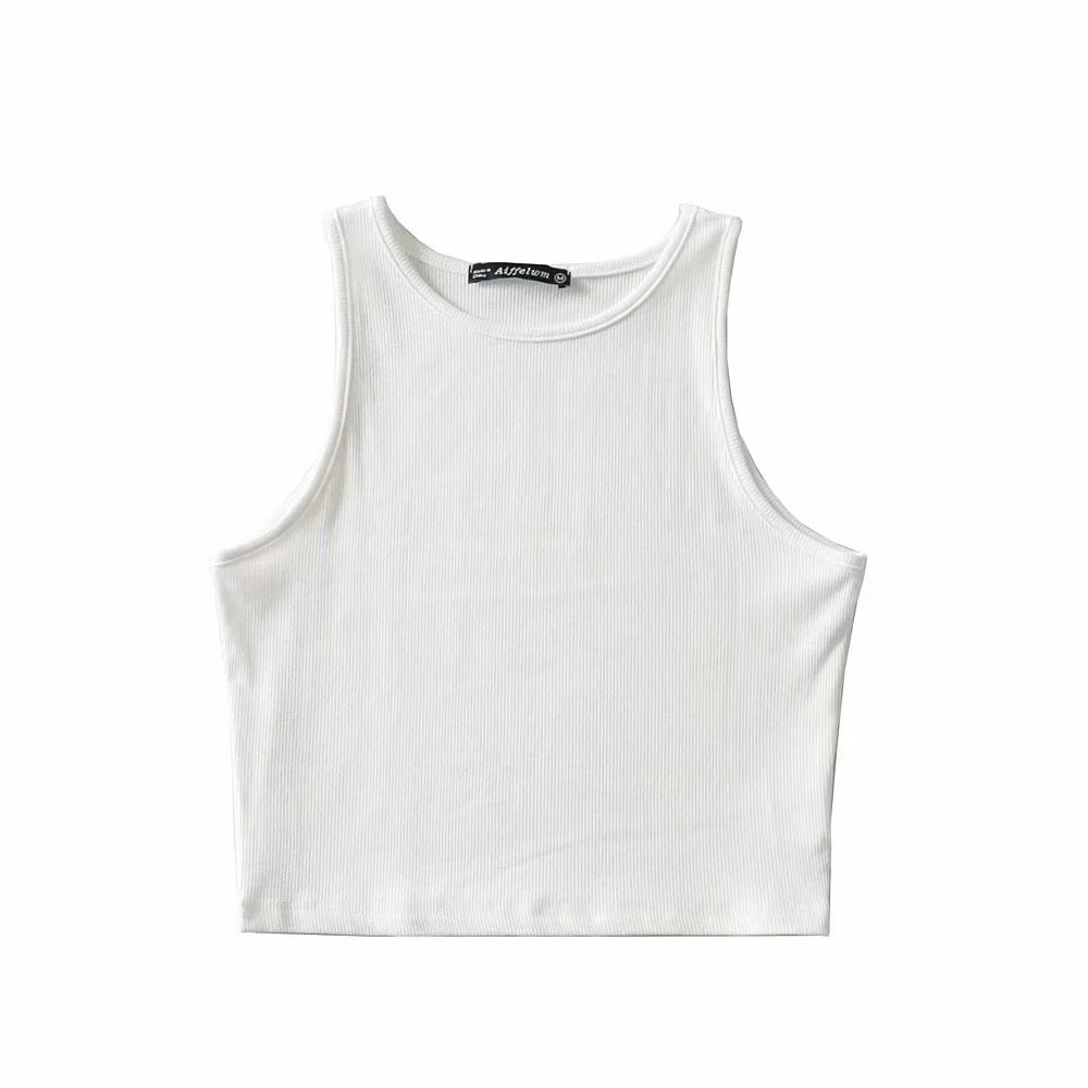 Women's Solid Color Cotton Fitness Jersey Tank Top