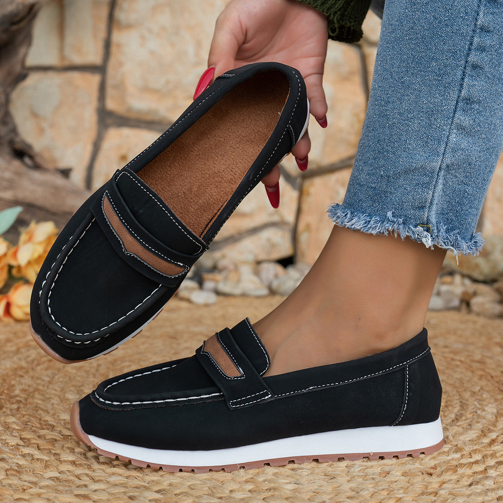 Chaussures décontractées à plateforme et petit talon pour femmes, disponibles en noir, bleu et kaki