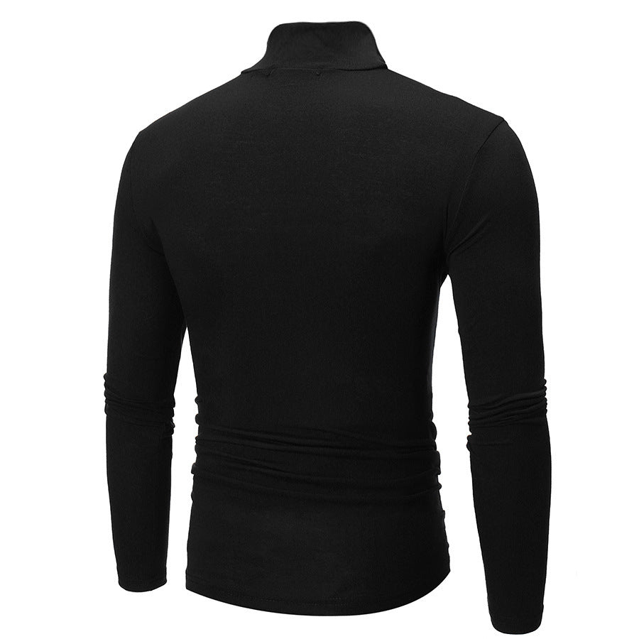 Haut T-shirt fin à manches longues et col montant en soie de lait