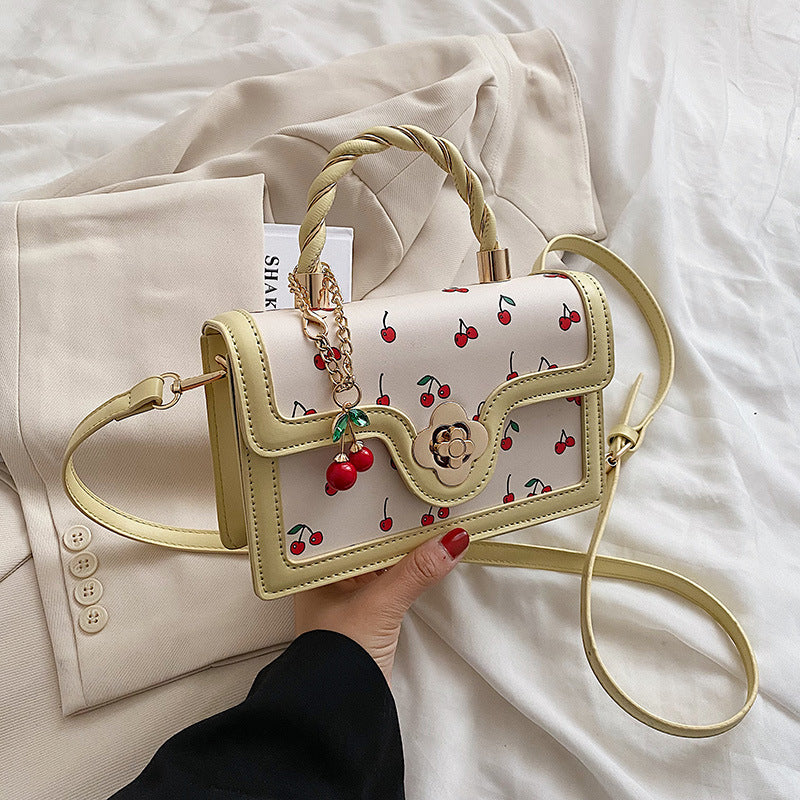 Cherry Twist Small Square Portable Bag - PU, 20cm