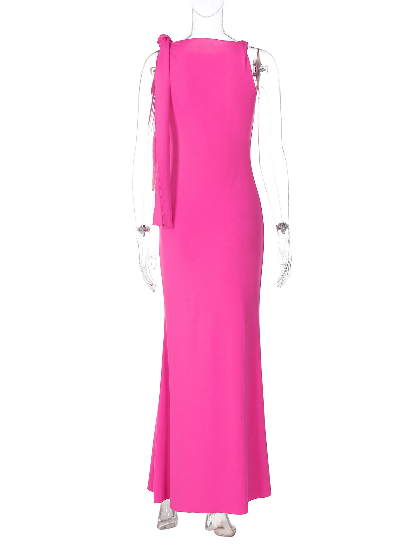Robe longue de soirée et de club moulante sans manches à ruban et une épaule