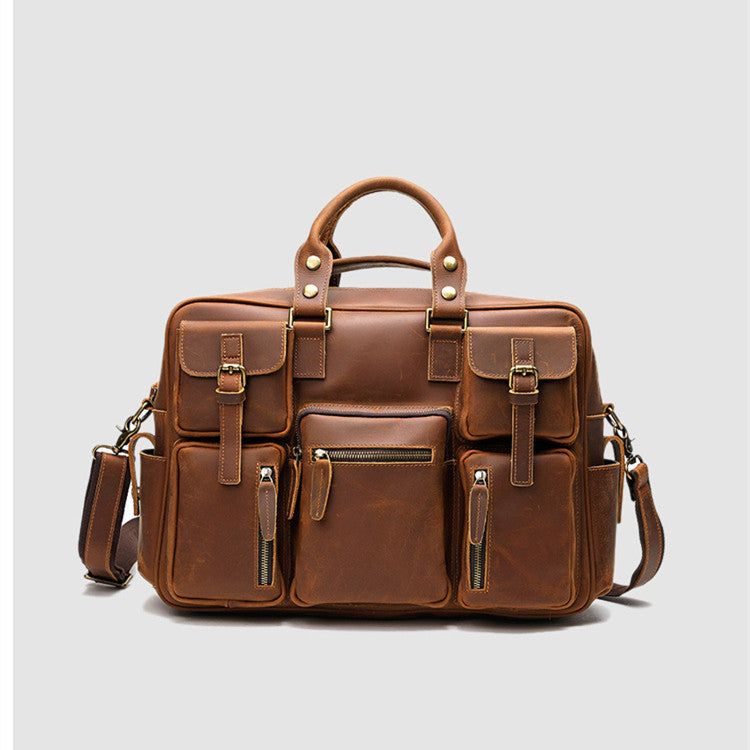 Men's Large Capacity Top Layer Cowhide Leather Messenger Bag