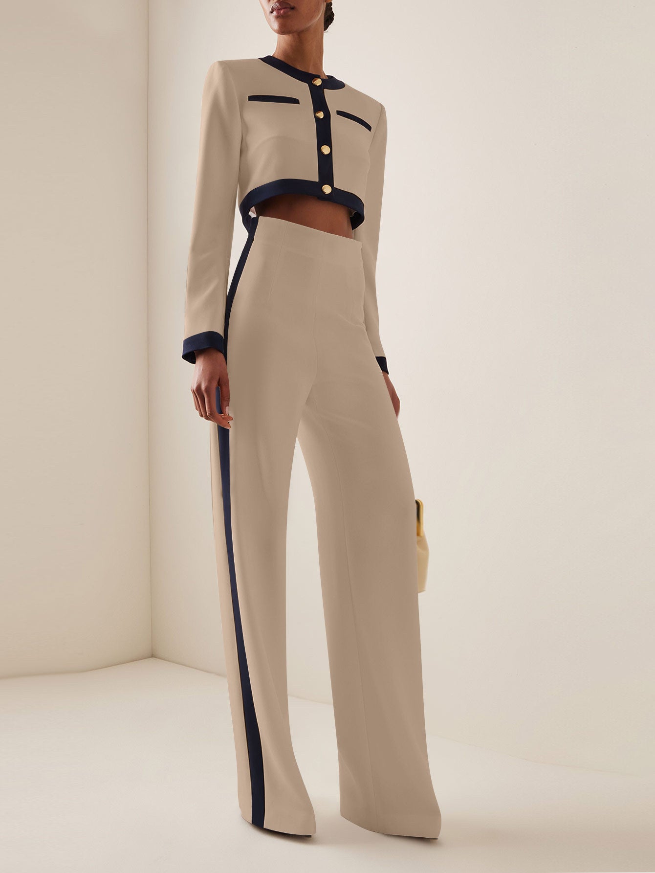 Women's Office Wear Suit Set with Long Sleeve Top and Trousers