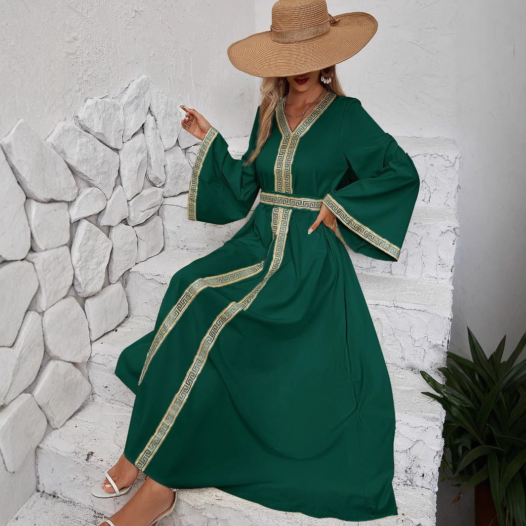 Robe abaya arabe à manches longues tendance