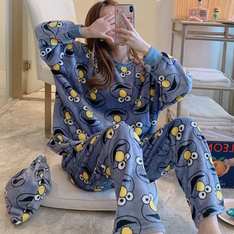 Coral Fleece Thickened Padded Winter Pajamas for Women