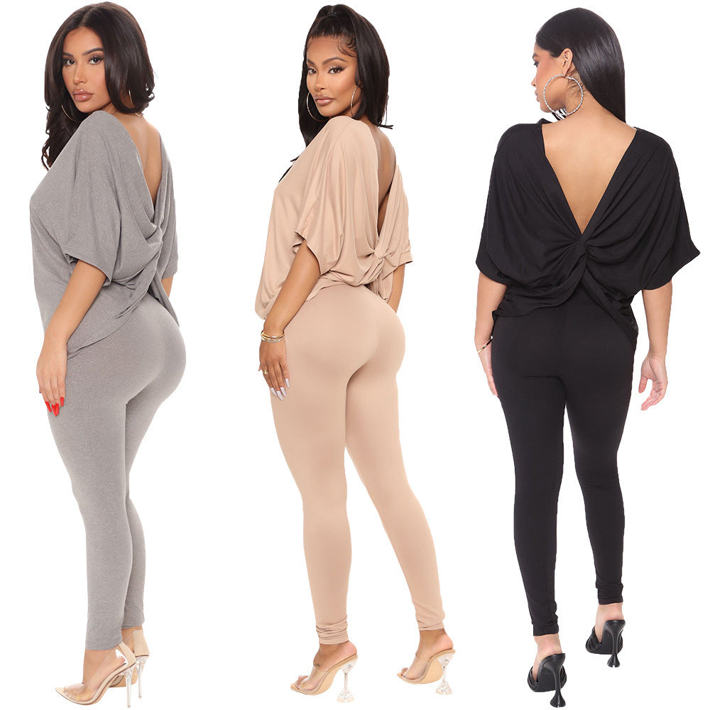 Sexy Batwing Sleeve Two-Piece Set for Women