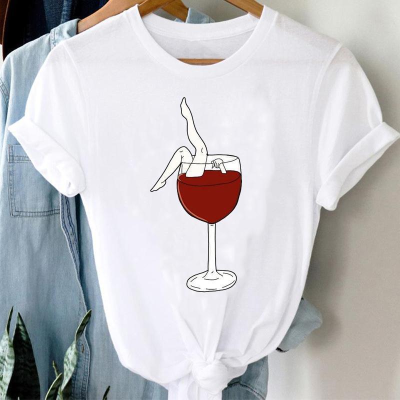 Women’s Wine Print Short Sleeve Casual Top
