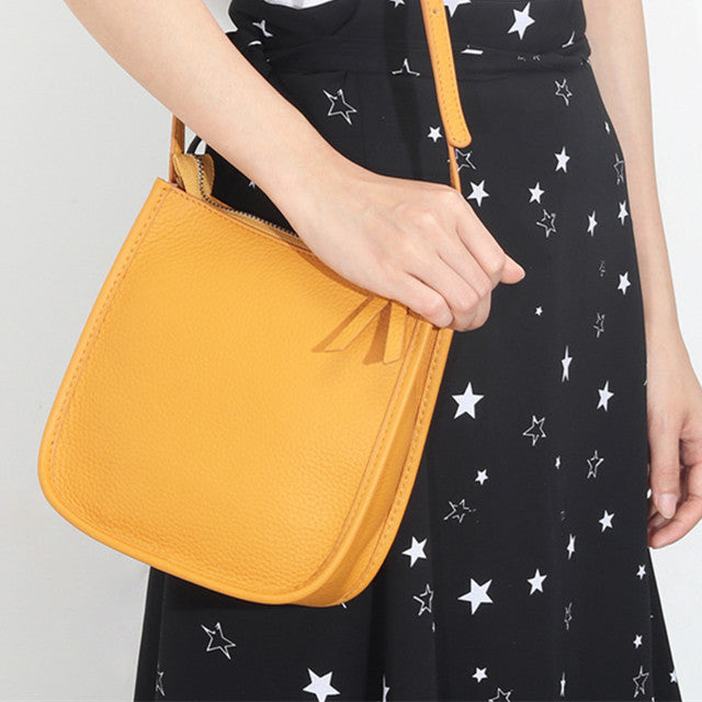 Trendy Women's Leather Handheld Shoulder Bag in Orange, Grey & Blue