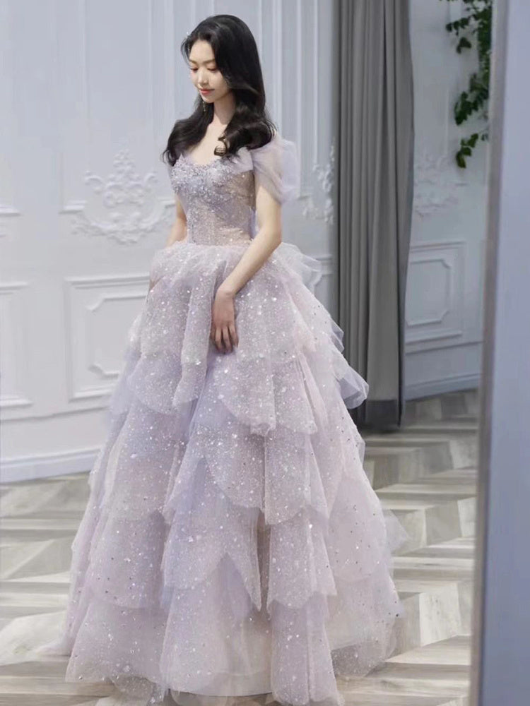 Off-shoulder Evening Dress Women's Host Performance Dress