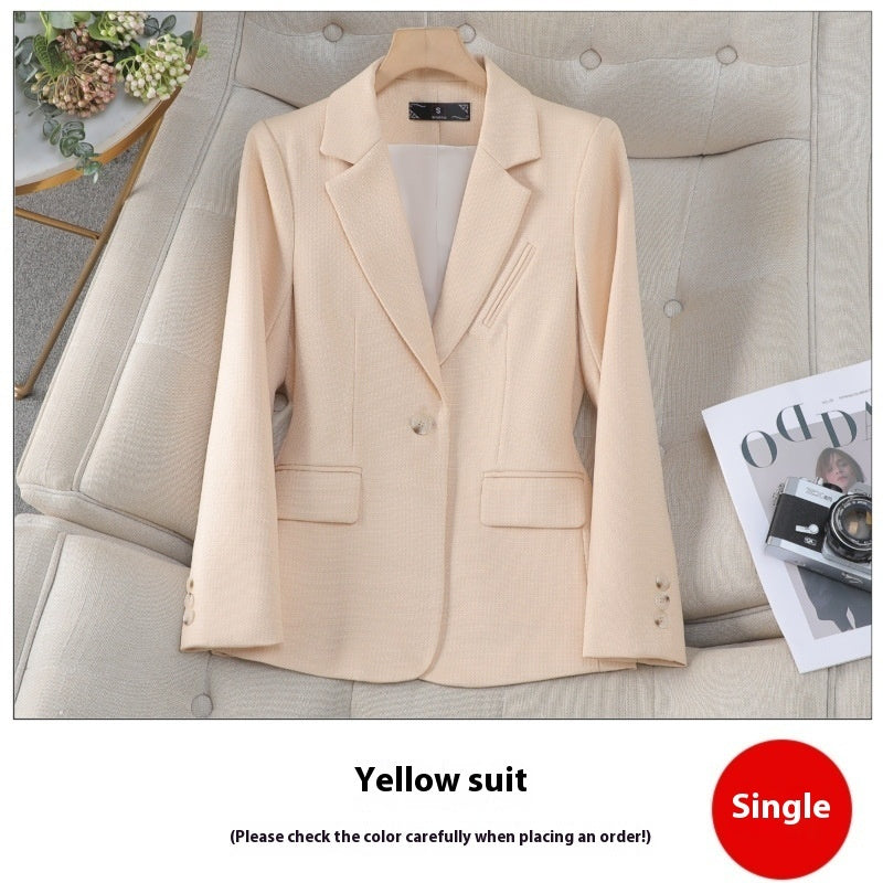 Autumn Winter Small Suit Top with 3D Effect and Pockets for Women