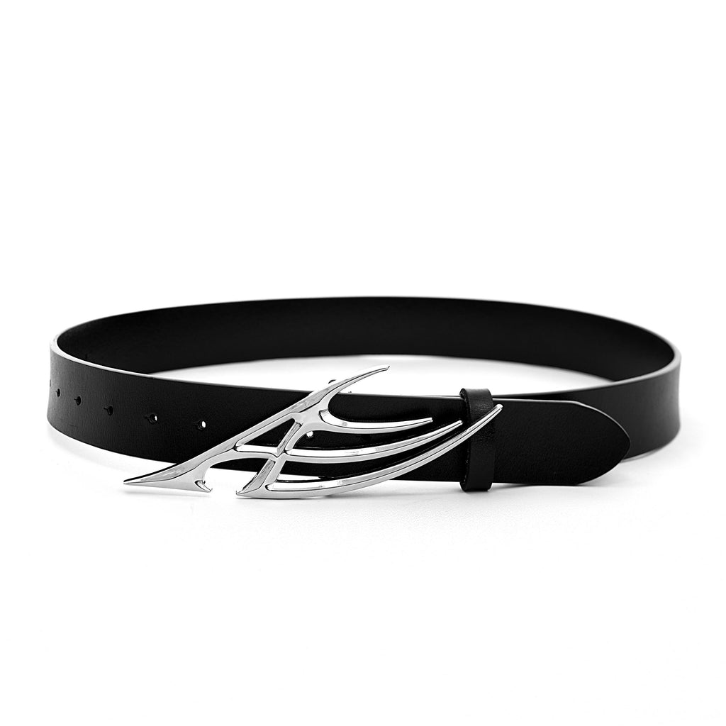Ceinture Déconstruction unisexe en cuir de vachette avec boucle en titane, 110 cm