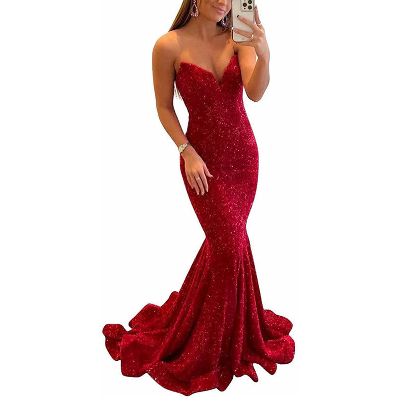 Sequin Long Evening Dresses for Women Formal Prom Party Gowns