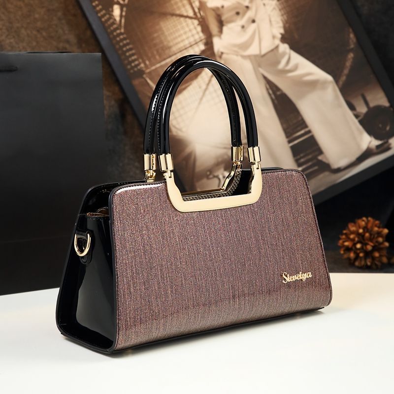 Cowhide Patent Leather Women's Crossbody Handbag