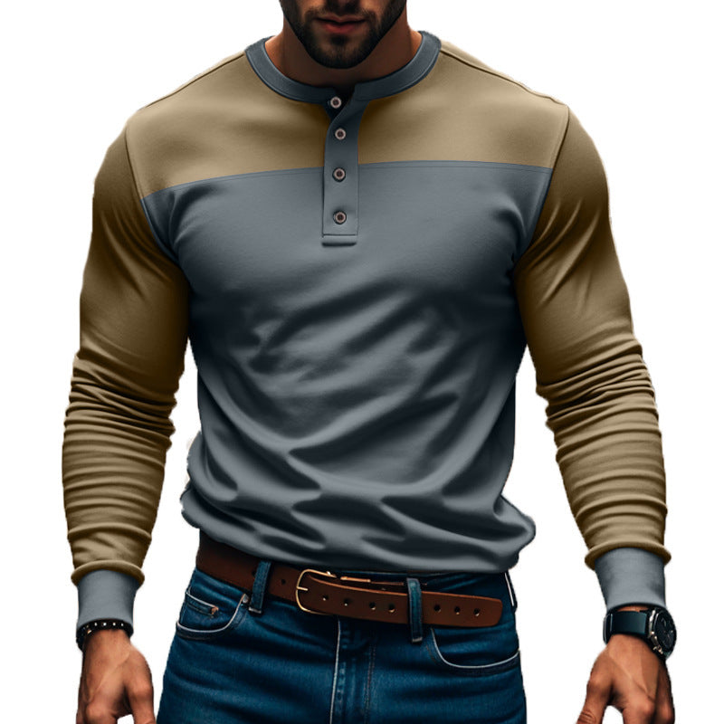 American Slim Fit Henley Shirt Pullover Long Sleeve