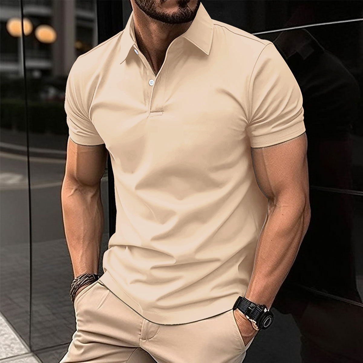 Men's Summer Short Sleeve Cotton Blend Polo Shirt