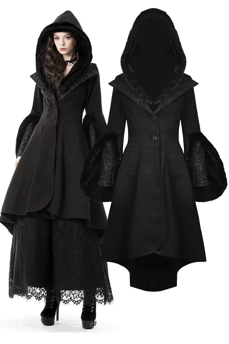 Versatile Wool Stand Collar Coat in Black, Sizes XS-2XL