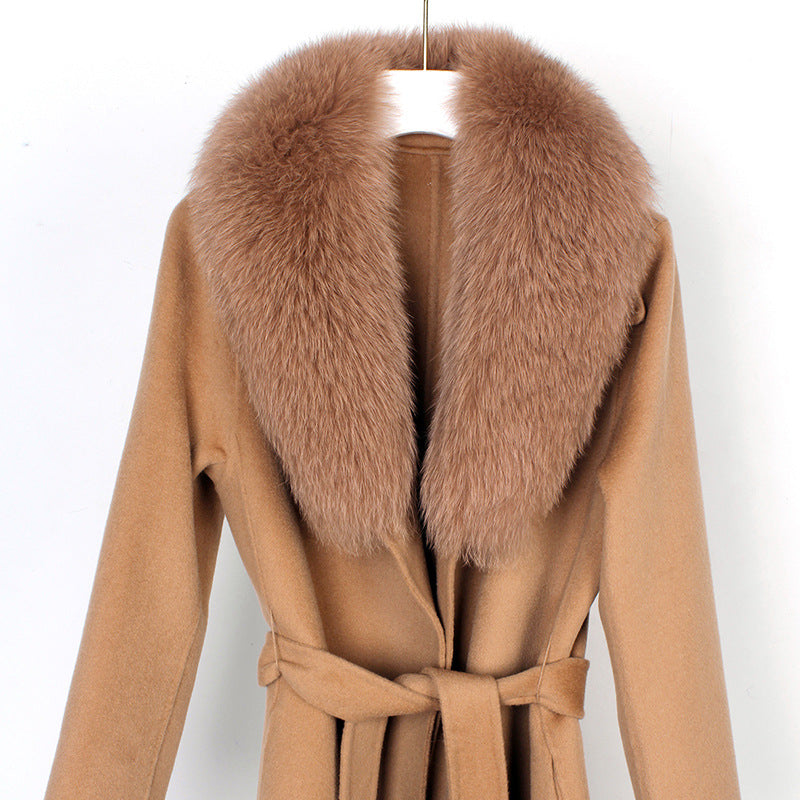 Wool Double-Faced Overcoat with Belt Slim Fit Autumn Winter