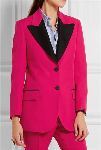 Orange Notched Lapel Ladies Women's Suit