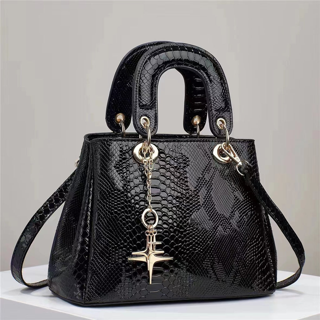 Women's All-Match Crocodile Pattern PU Shoulder Messenger Bag 26x12x18CM