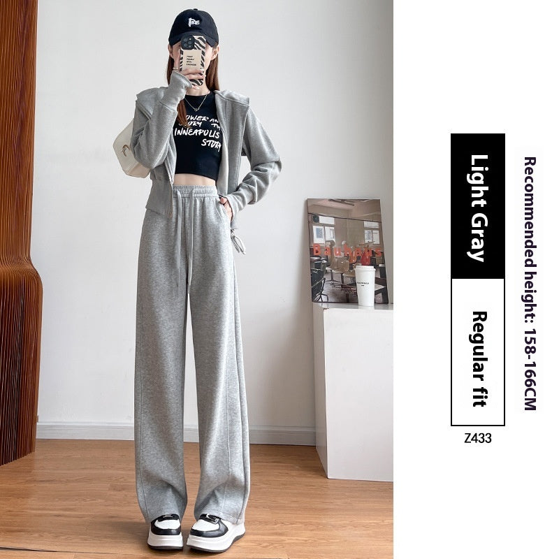 Pantalon d'exercice en coton à taille haute et coupe droite