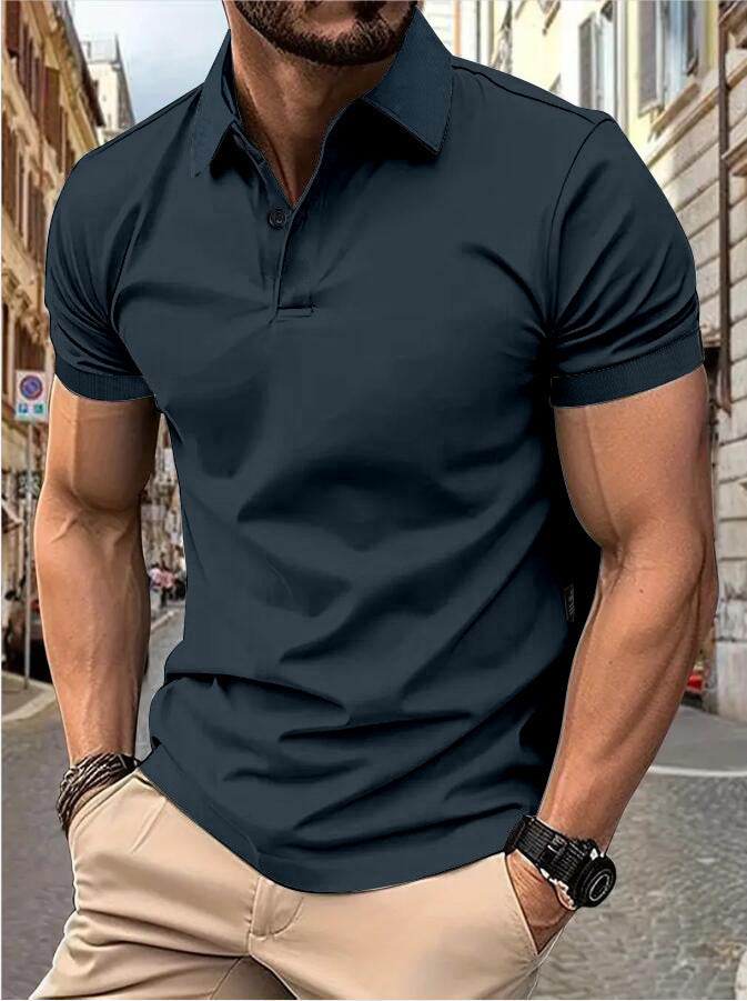 Men's Summer Solid Color Slim Fit Short Sleeve Tops