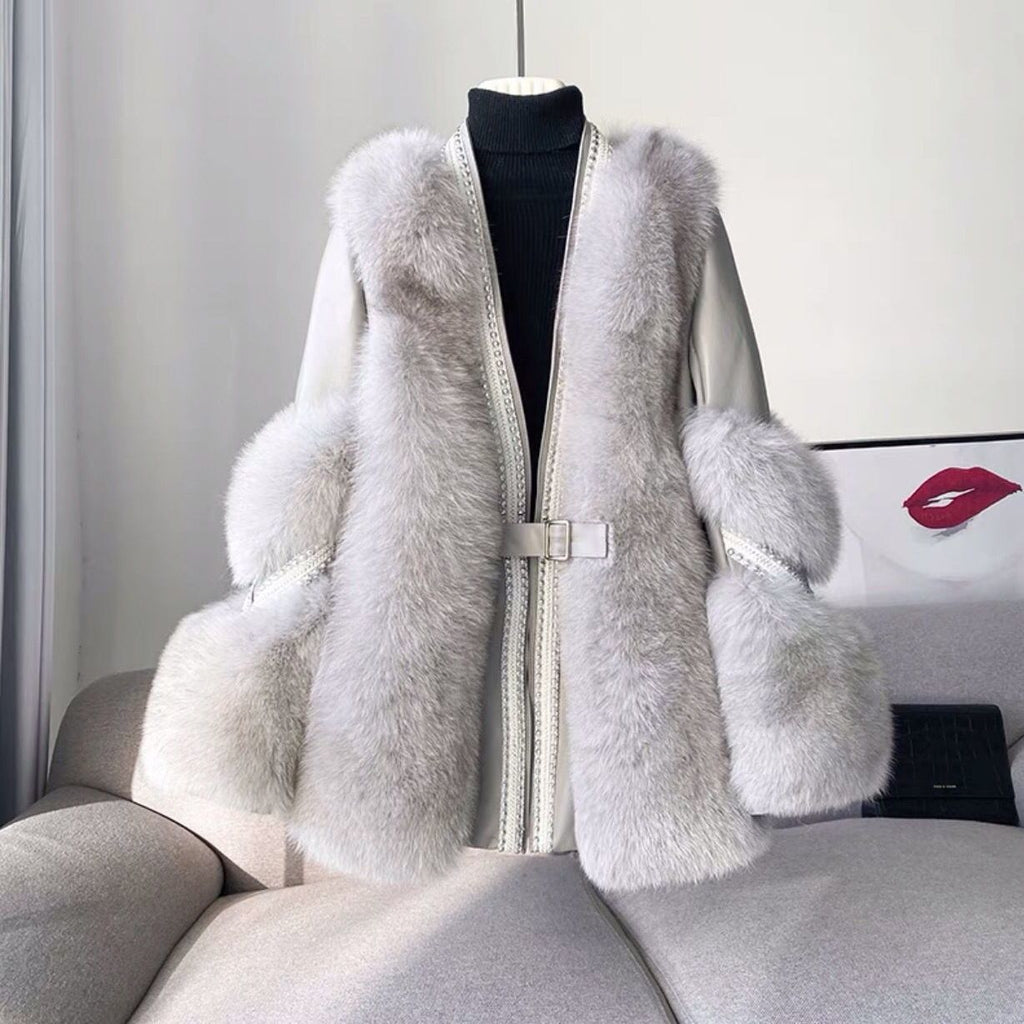 Loose Mid-Length Warm Fur Coat for Women