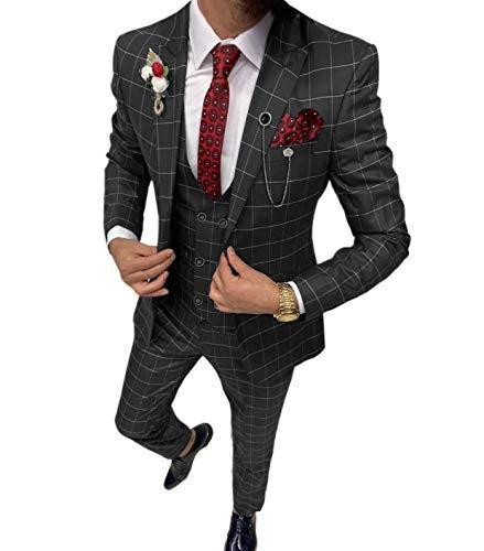 Costume trois pièces polyvalent homme coupe slim à motif quadrillé