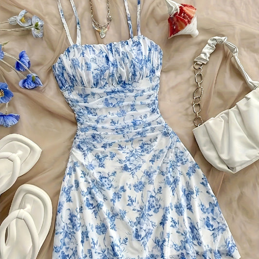 Women's Fashion Personalized French Floral Strap Dress