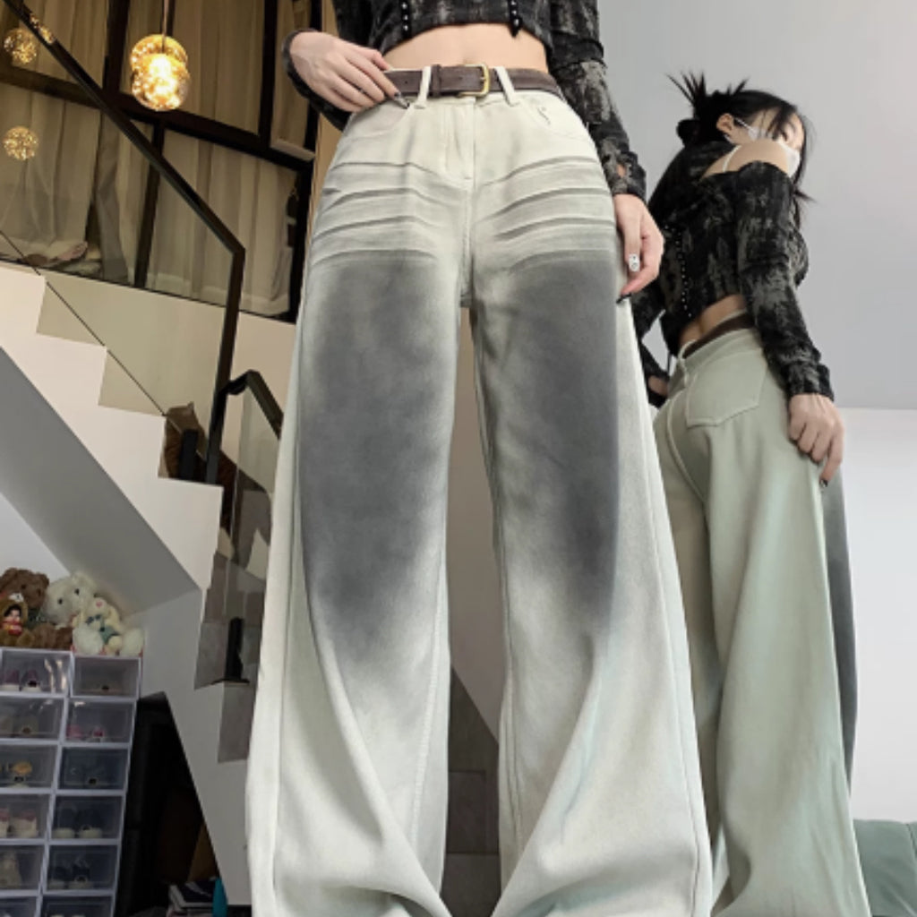High Waist Loose Slimming Wide Leg Denim Pants for Women