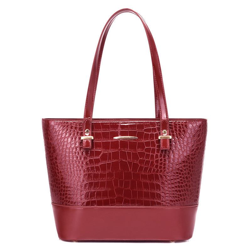 Women's Fashion Crocodile Pattern PU Mother & Child Bag Set of 3