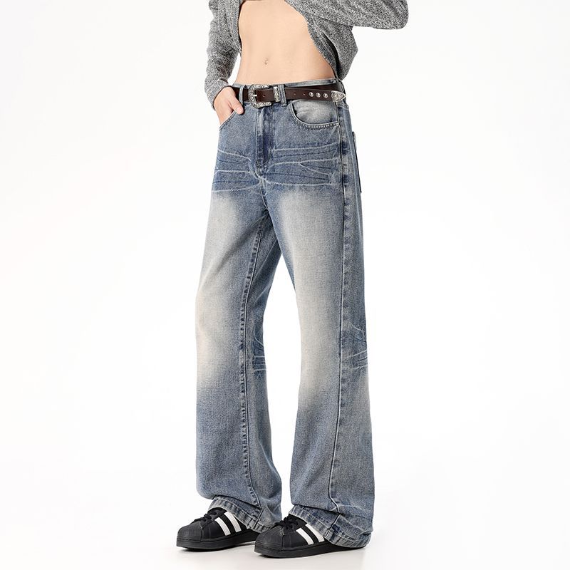 Washed Vintage Loose Straight-Leg Cotton Pants for Men