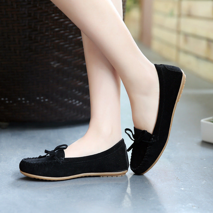 Chaussures plates pour femmes à bout rond et coupe basse