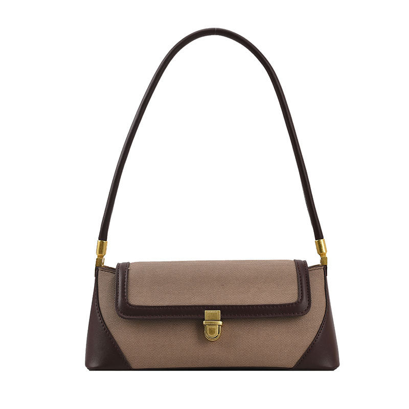 Frosted Color Matching Houndstooth Fashion Baguette Bag for Women
