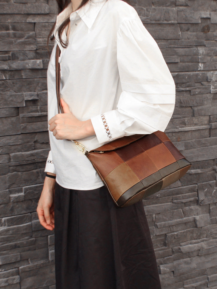 Women's Autumn Winter Casual One Shoulder Cowhide Leather Bag