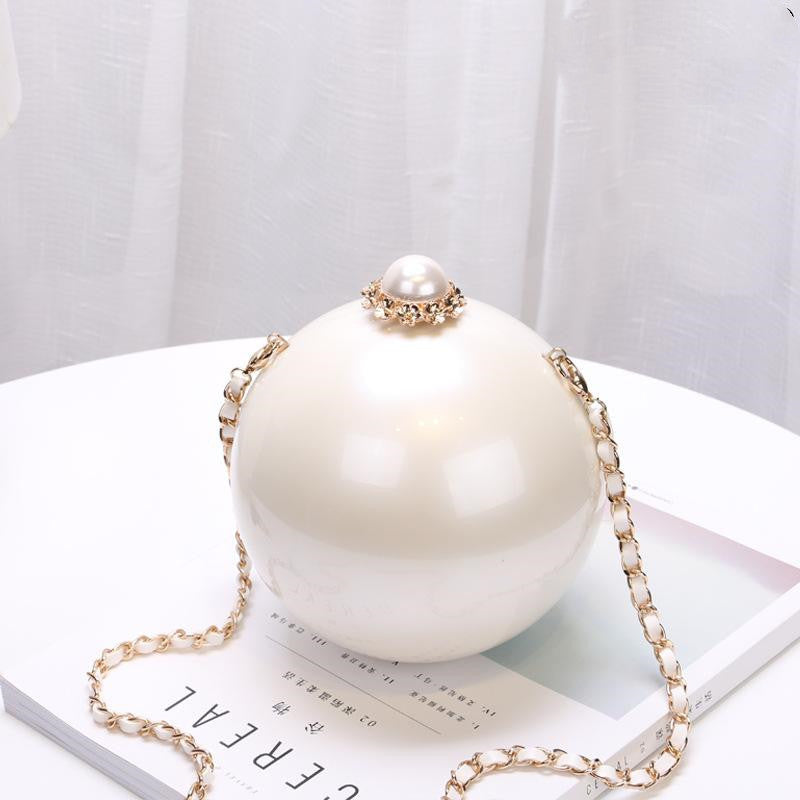 Luxury Women Round Acrylic Ball Evening Bag with Flower Buckle